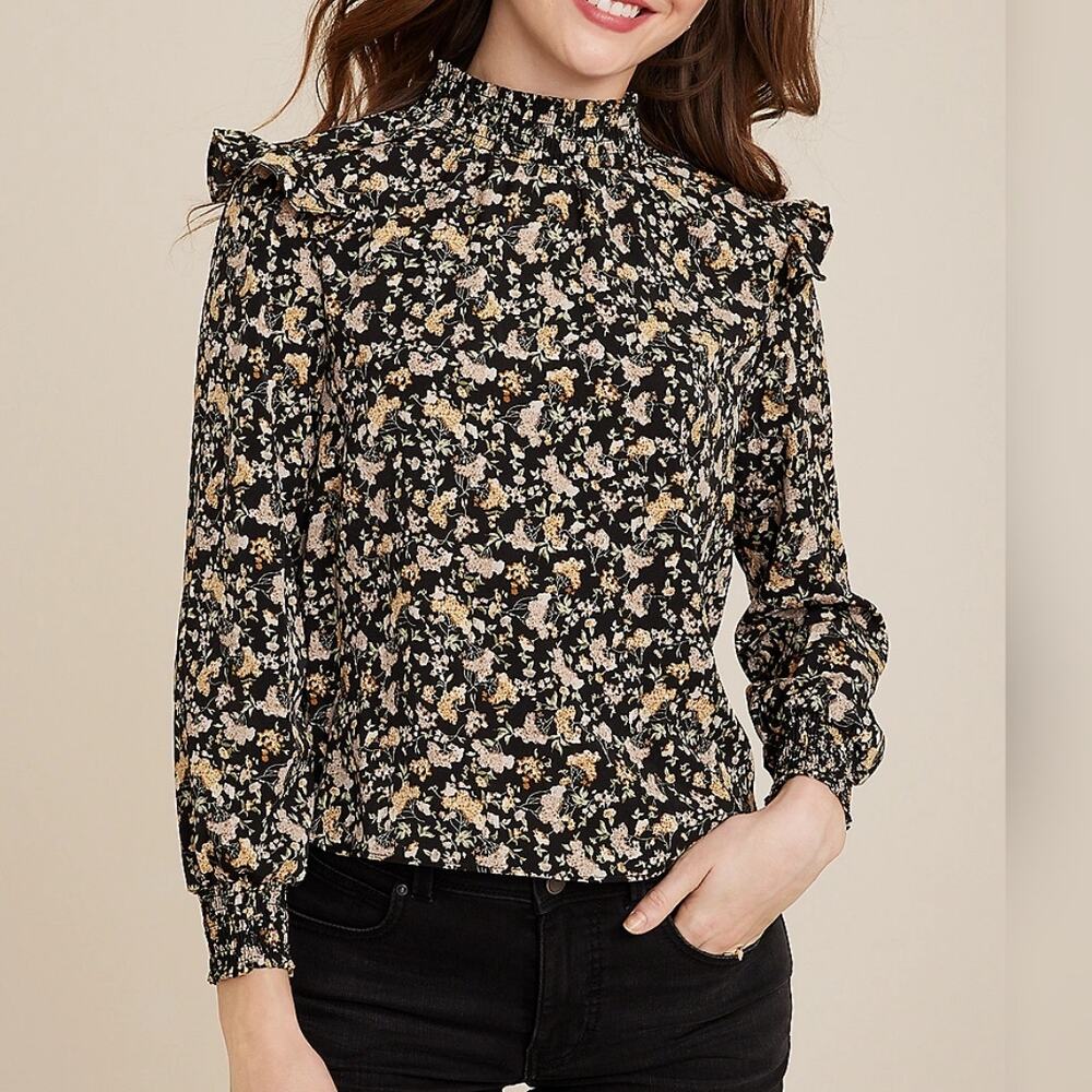 Vigoss Floral High Neck Ruffle Trim Blouse Size XXL Sold at Maurices